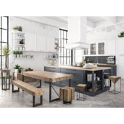 Tabouret en acier avec assise en bois de sapin PRISMY 25,5x25,5x h46 cm