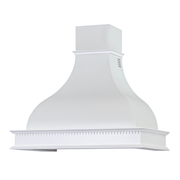 Hotte de cuisine rustique blanche FAMILY avec cadre en bois marqueté de 90 cm