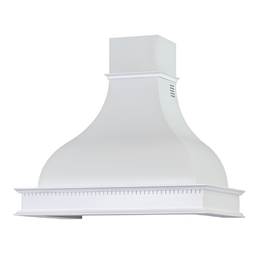 Hotte de cuisine rustique blanche FAMILY avec cadre en bois marqueté de 90 cm