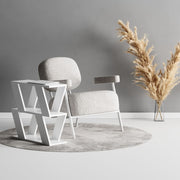 Table d'appoint Lazena Blanc 3 Étagères, 57x60x22 cm