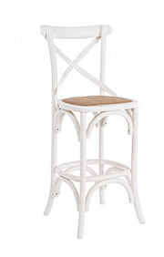 Tabouret Bar Cross blanc rustique
