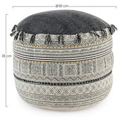 TILAK Pouf coton style ethnique Alaska diamètre 50x h35 cm