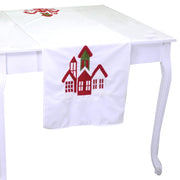 Chemin de table rectangulaire en tissu blanccm150x40h0.5