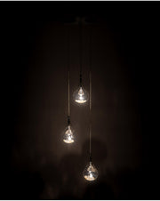 Lampe à suspension en verre et métal rose Perle STS