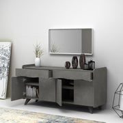 Buffet moderne en ciment avec pieds hauts avec tiroirs cm 140 x 45 x 72 H