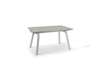 Table extensible avec plateau en pierre effet marbre blanc 140/200x80x76h cm