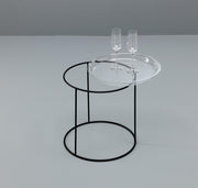 Table basse avec plateau en verre trempé et base noire 40x40 cm