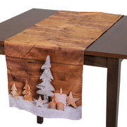 Chemin de table en tissu avec décorations LED beige cm40x150