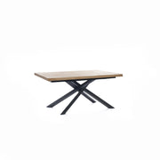 Table fixe en placage de chêne et pieds en métal 160x76h cm