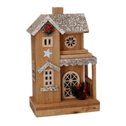 Maison en bois avec led naturel cm19x12h30,7