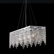 Lustre chic et fer chromé quatre lumières strass carré 71x30x h28 cm