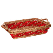 Panier en osier rectangulaire rouge miel cm48/52x36h13