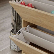 Armoire à chaussures rabattable en chêne avec 4 portes L73 x P26 x 154.5H cm