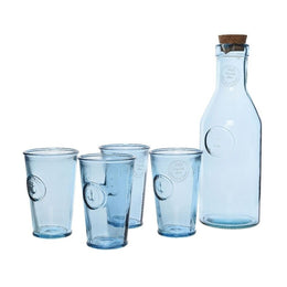 Ensemble de carafe et 4 verres en verre à décor d'ancre Kaemingk