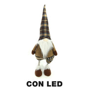 Nain en tissu avec led beige cm18x15h55