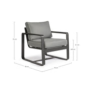 Fauteuil de jardin en aluminium Anthracite MERRIGAN YK13 74x78x h84 cm