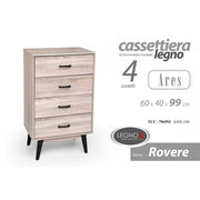 4 Points de tiroir coffre de tiroirs avec des pieds surélevés 60 x 40 x 99 h cm