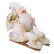 Père Noël tissé sur un traîneau en or blanc 33x12h30 cm