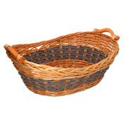 Panier ovale en osier gris et miel cm53x38h19
