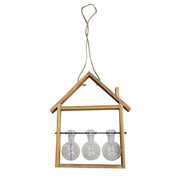 Vase en bois avec verre 3 places cm30x6,5h30