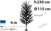 Branche de TILLEUL Blanc H230cm 1560 MicroLED FlashLED 4m+ø115xH230cm Guirlande Lumineuse de Noël