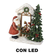 Boîte à musique père noël en résine avec led rouge cm22x9,5h22,5