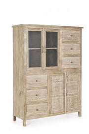 Armoire 4 portes 6 tiroirs Mayra en bois naturel