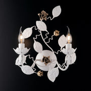 Applique en fer Shabby White à deux lumières avec finition Tortora Ivoire 36x h38 cm