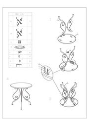 Ancienne table ronde en métal anthracite foncé cm 70