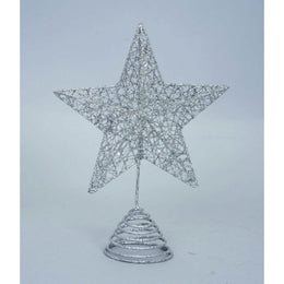 Pointe d'étoile de sapin de Noël Pailleté argent 18x h15 cm