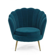 Fauteuil rétro vintage en velours bleu canard cm 80 x 76 x84 h