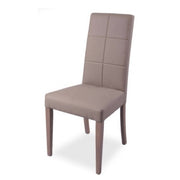 Chaise en bois recouverte d'éco-cuir gris tourterelle, structure de la même couleur 47x47xh.101 cm
