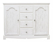 Buffet en MDF deux portes quatre tiroirs Bianca BLANC 100x40x h80 cm