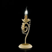 Lampe à poser en fer décapé ivoire et damas strass doré une lumière 16x h39 cm