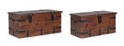 Lot de 2 coffres marron en bois style fusion