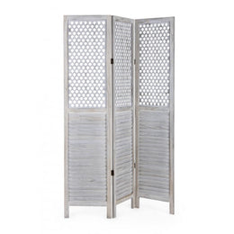 Paravent 3 portes Hole blanc antique 120x170 cm