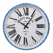 Horloge ronde en métal bleu blanc cmø39x6