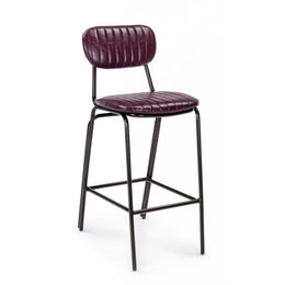 DEBBIE Tabouret de bar vintage simili cuir Bordeaux 44x51x h100 cm