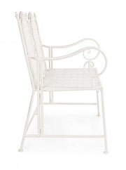 Banquette pliante deux places en acier blanc EMILY 115x60x h92 cm