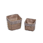 Tiroir rectangulaire en osier gris 1-2 cm30x21h20-28