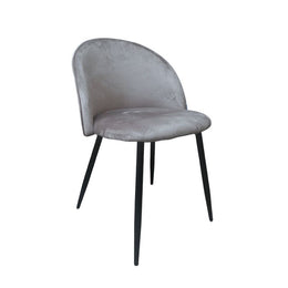 Chaise de tissu gris avec des jambes en métal noir 78x47x57 cm