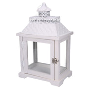 Lanterne carrée en bois blanc cm24x16h39