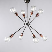 Lustre moderne en fer noir avec finitions Cuivre huit lumières 65x h67 cm urbain