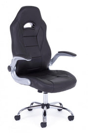 Fauteuil de bureau recouvert de cuir noir Boneville