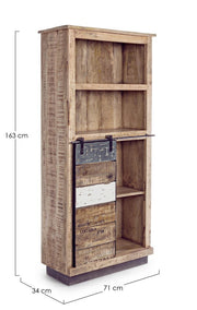 Bibliothèque 1 porte 4 étages bois Tudor 71 x 34 x 163 cm