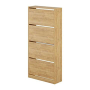 Armoire à chaussures rabattable en chêne avec 4 portes L73 x P26 x 154.5H cm