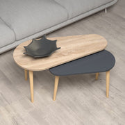 Table d'appoint double Pear en chêne sonoma et anthracite avec pieds en bois