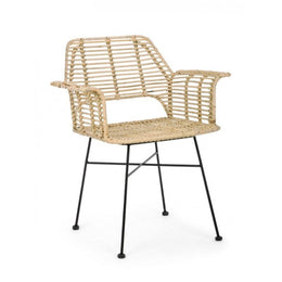 Chaise Tunas avec accoudoirs en fibre naturelle