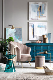 Lot de 2 Poufs en velours avec bac Gris POLINA