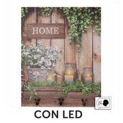 Cintre en bois 3 places avec fleurs led cm40x50x1,8